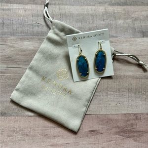 NWT Kendra Scott Elle Gold Drop Earrings in Teal Abalone